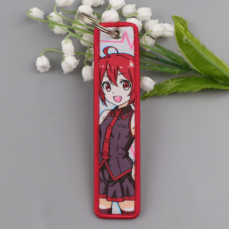 Cute Girls Embroidered Keychains - Cartoon Anime Key Fobs for Bags & Gifts