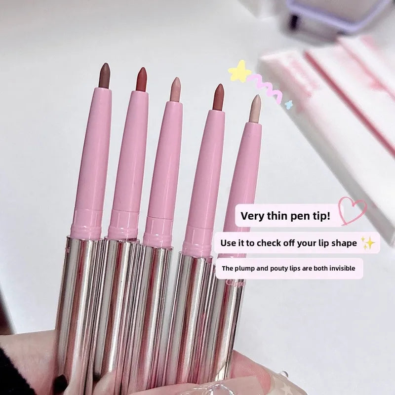 Nude Lip Liner with Lip Brush Long Lasting Velvet Matte Lipstick Makeup