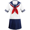 Halloween Cosplay Girl's Navy Blue Sailor Skirt Pantyhose & Black Leather Shoes Costume