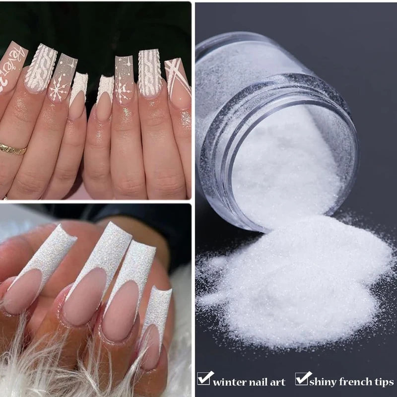 Christmas Snowflake Nail Glitter Powder - Winter Nail Art Decorations, 10g Bottle