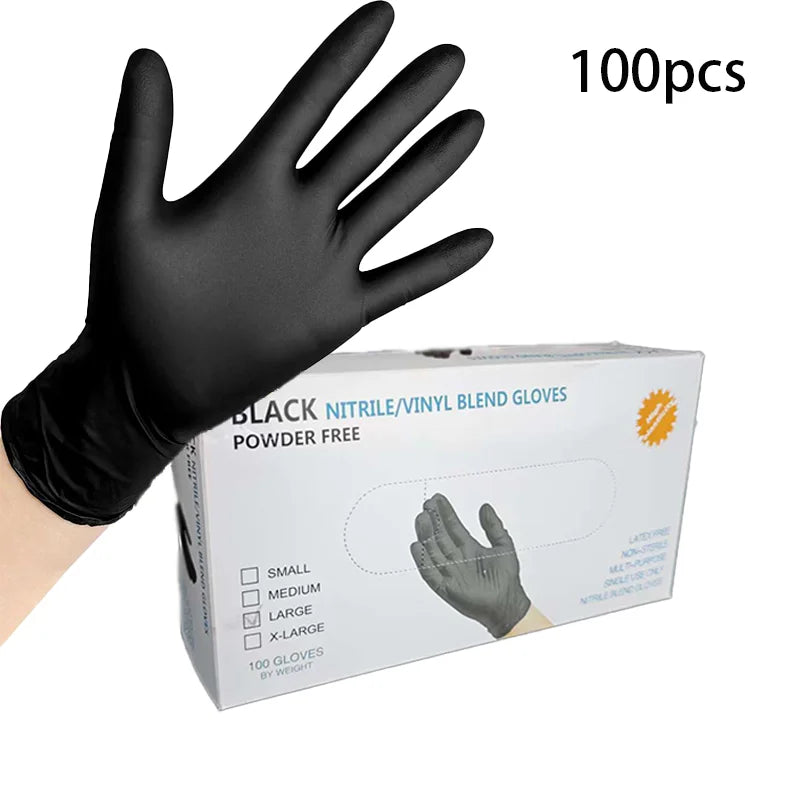 Heavy Duty Black Nitrile Gloves 100PCS - Food Safe, Powder & Latex Free, Durable Kitchen & Medical Use