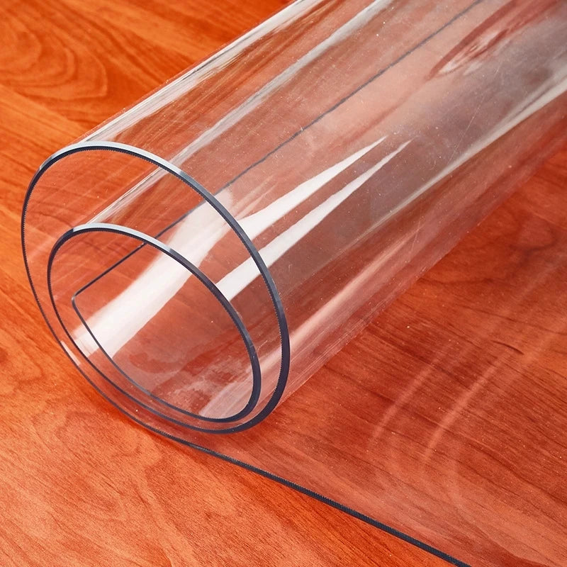Transparent PVC Table Cover 2mm Thick Glass Cloth for Dining & Living Room