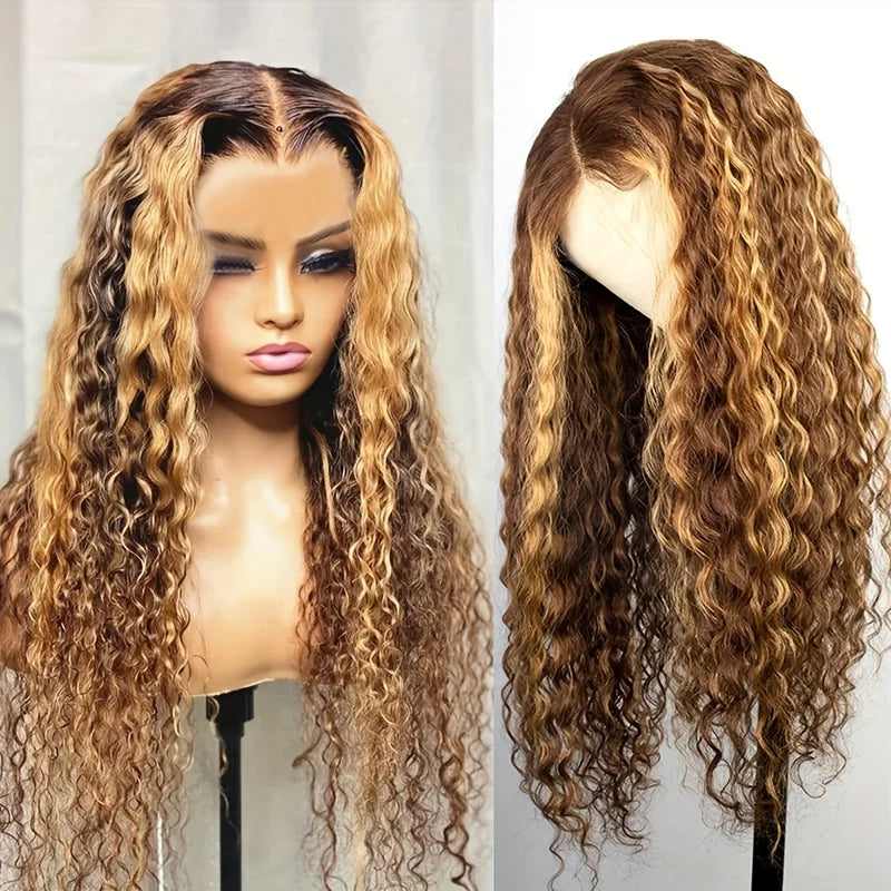 Human Hair Lace Front Wigs 4/27 Ombre Deep Wave HD Transparent Lace - 200% Density