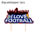 Football Party Decor Set with Paper Napkins, Balloons, Tablecloth & Cake Topper