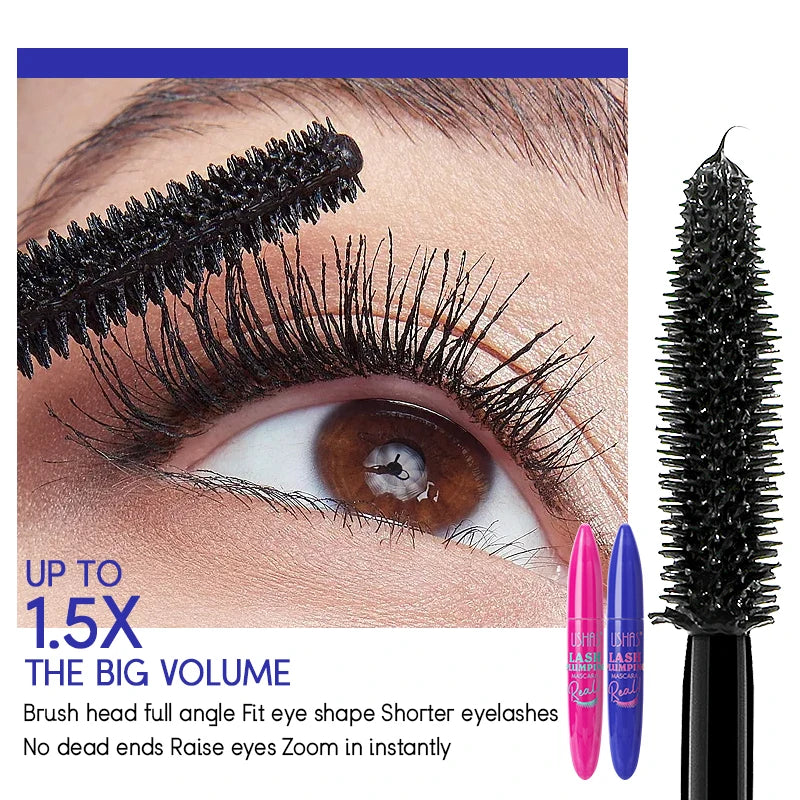 Ultra Long Lasting Waterproof Fiber Mascara with 360 Degree Spiral Brush - Eyelash Extension Makeup