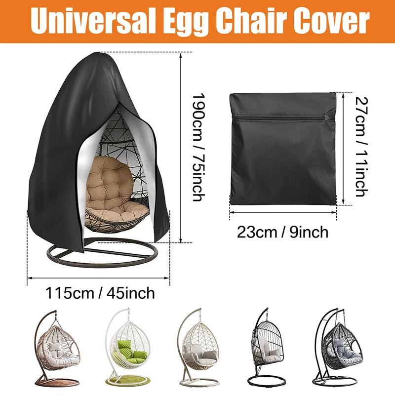 Waterproof Hanging Egg Chair Cover for Patio Garden Windproof Dust Protection