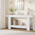 Farmhouse 63-Inch Console Table with H-Base, 2-Tier Entryway & Living Room Storage