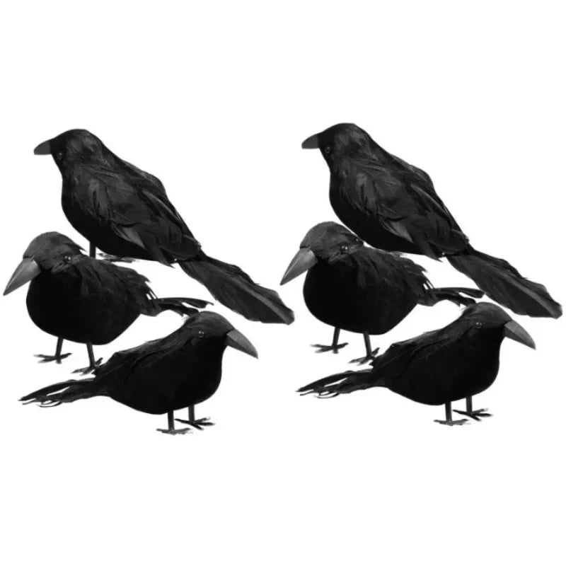 Realistic Artificial Crow Party Decorations 6pcs Halloween Horror Props