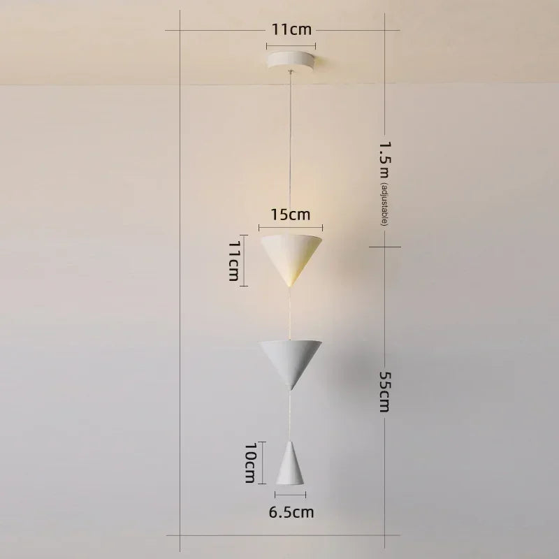 Nordic Minimalist LED Pendant Light for Living Room & Bedroom - Modern Black & White Conical Fixture