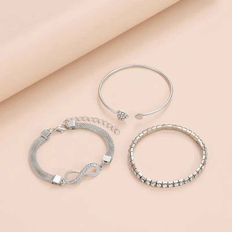 Creative Heart Opening Bracelet Set for Women – Lucky 8 Zircon Jewelry Charm Gift
