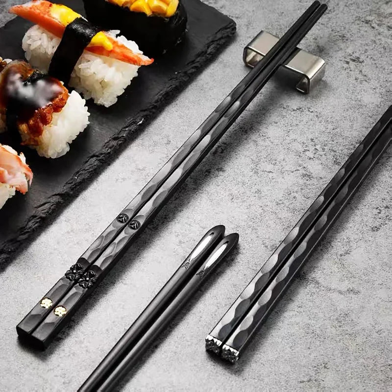 Reusable Alloy Chopsticks Set - Japanese & Korean Style Flatware for Kitchen Tableware