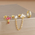 3PCS Gold Crown Chain Tassel Hoop Earrings Set for Women - 18K Gold Plated Jewelry
