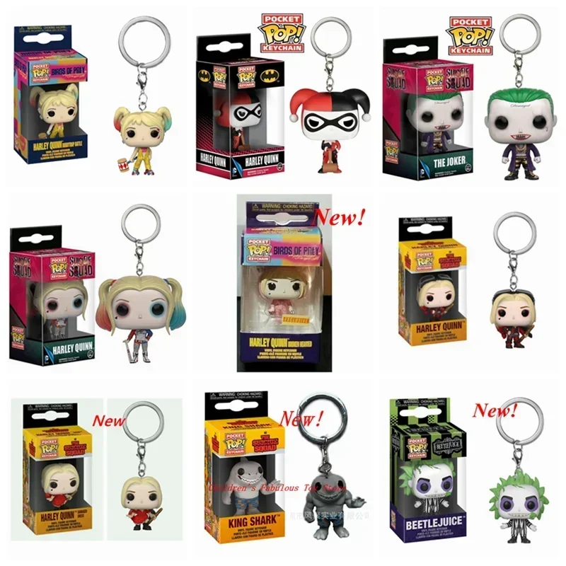 Funko Pop Suicide Squad Joker Harley Quinn King Shark Keychain Action Figure Toy Collection