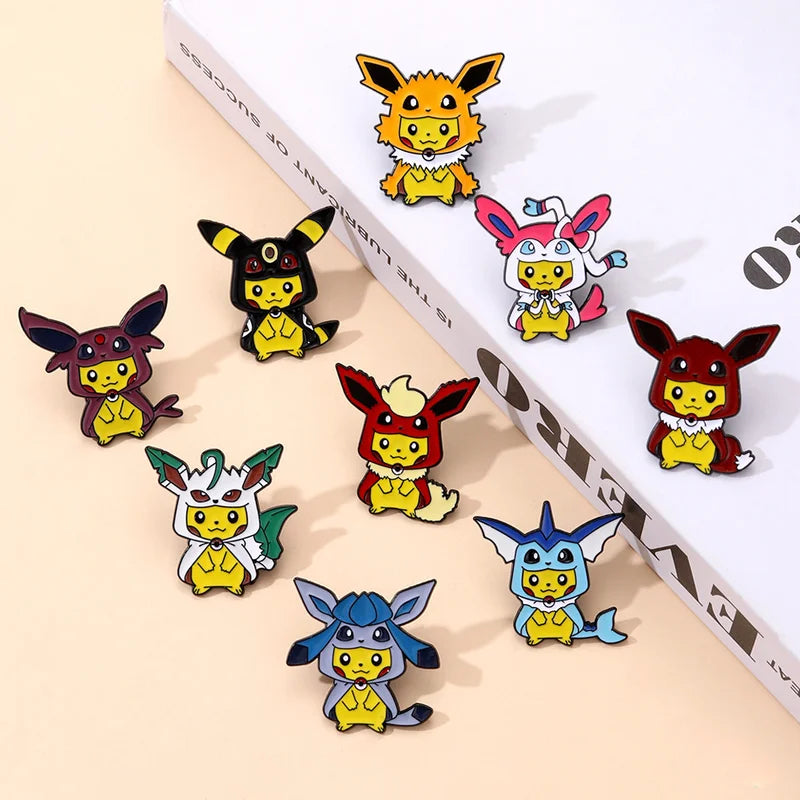 9Pcs Cute Pikachu Brooch Set Enamel Pin Jewelry for Clothing & Backpack