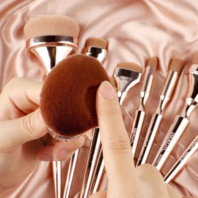 9-Piece Gold Handle Makeup Brush Set for Face Eye Powder Blush Foundation