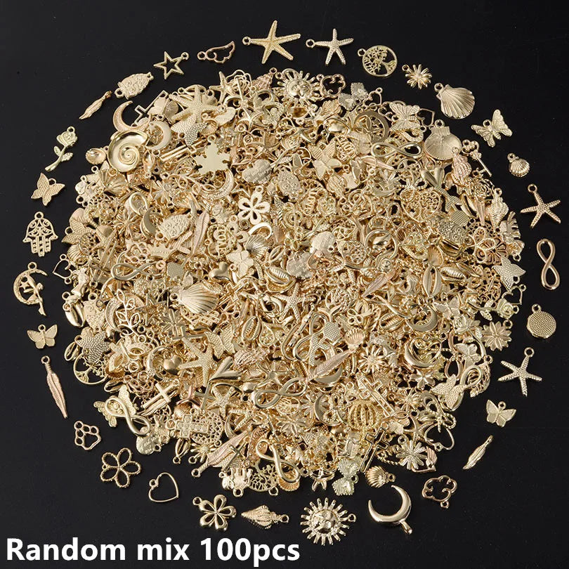 Gold Color Starfish Butterfly Metal DIY Charm Assortment for Jewelry Making
