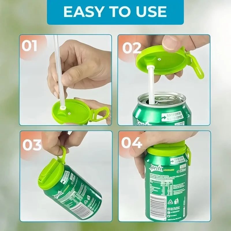 Can Lids With Straws Reusable Silicone Beverage Leak-Proof Soda