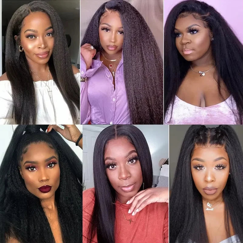 Brazilian Human Hair Bundles Kinky Straight Virgin Hair 30 Inch Coarse Yaki Sew In Extensions