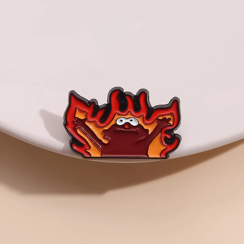 Cute Cartoon Enamel Pins - Fire Helllmo Brooches for Kids & Friends