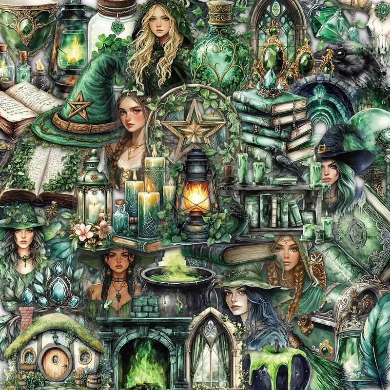 50PCS Witch of the Woods Theme Waterproof Stickers for Scrapbooking & Phone Cases
