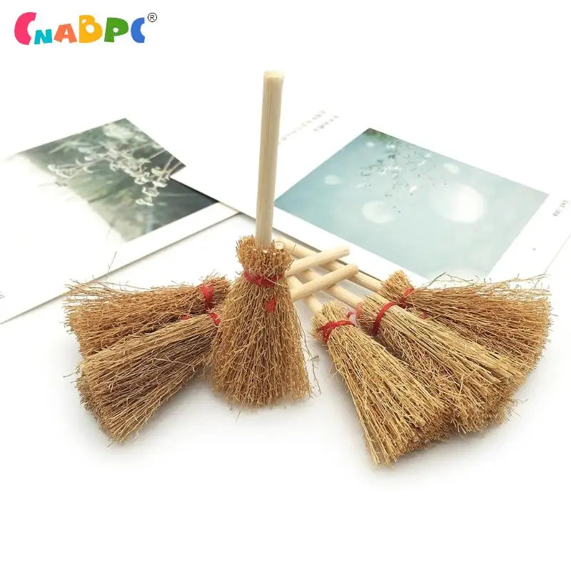 Mini Broom Set for Halloween Decorations - Hanging Witch Broom Props, 5 or 10 Pieces