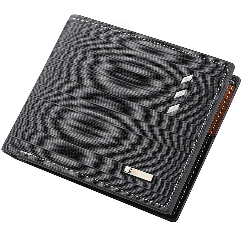 Men's Stripe Wallet with Multi-Function Card Holder & Money Clip - Leather Coin Purse