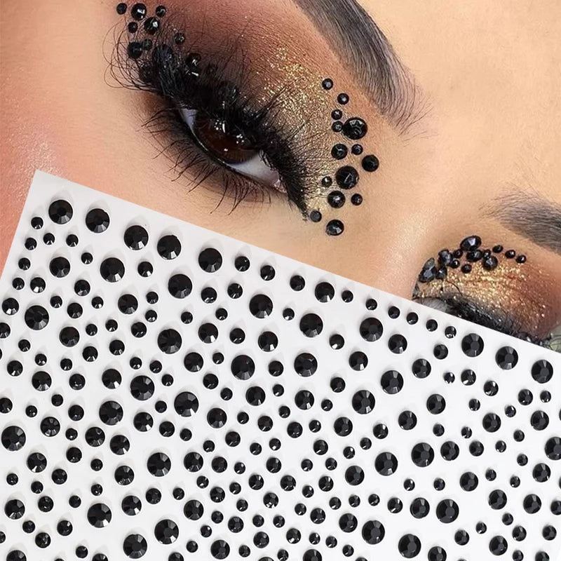 Face Gem Makeup Stickers 3D Rhinestone Self-Adhesive Eye Decor Kit
