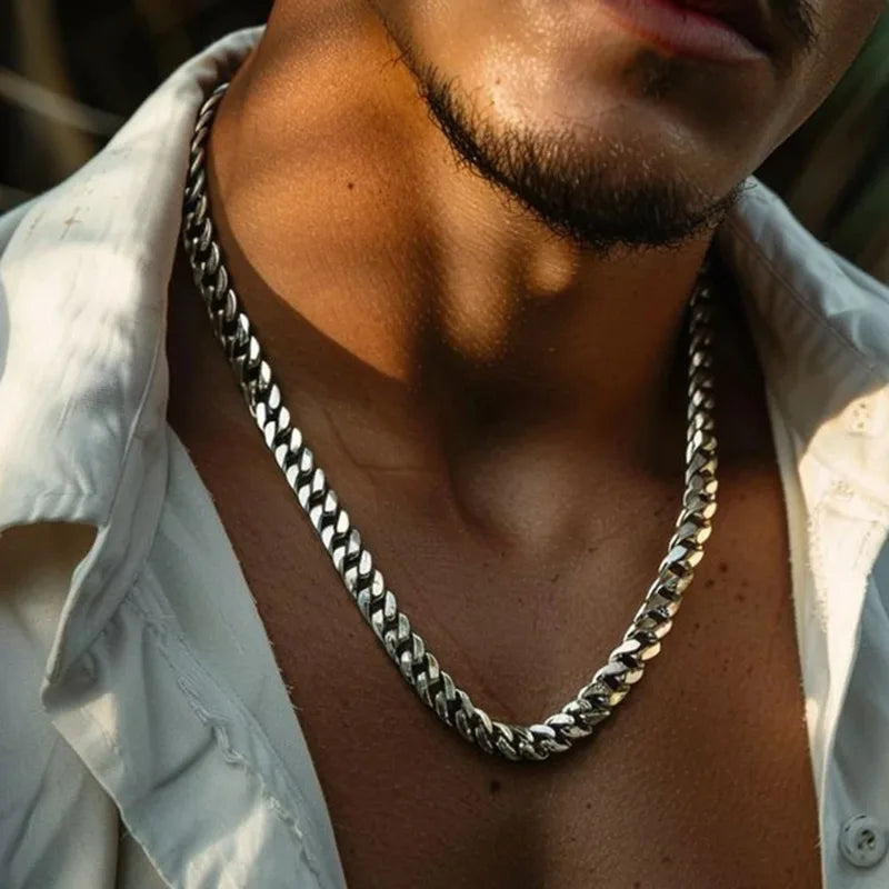 Unisex Waterproof Stainless Steel Cuban Chain Necklace 5/7/9mm Thick Collar Jewelry