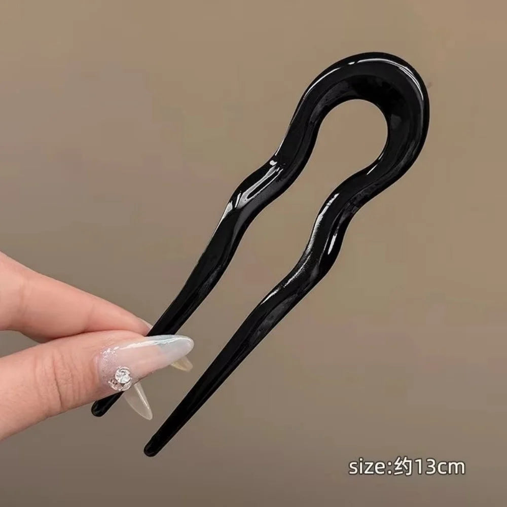 U-Shaped Hair Fork Hairpin Geometric Tortoiseshell Hair Accessories for Women and Girls