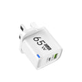 GaN 65W Fast USB-C Charger with Dual Ports, Universal Compatibility, Compact & Travel-Friendly