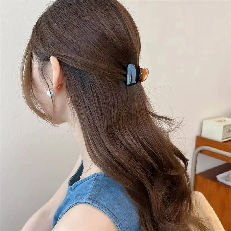 Small Heart-Shaped Hair Claw Clips - Acetate Hair Accessories for Women and Girls
