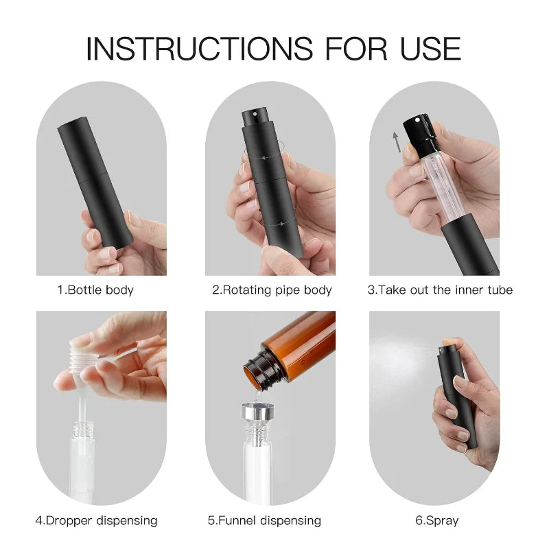 10ml Refillable Aluminum Spray Bottle for Perfume Travel Cosmetics