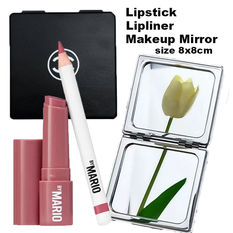 3-Piece Lip Makeup Set with Mirror - Lip Liner and Lip Serum Balm