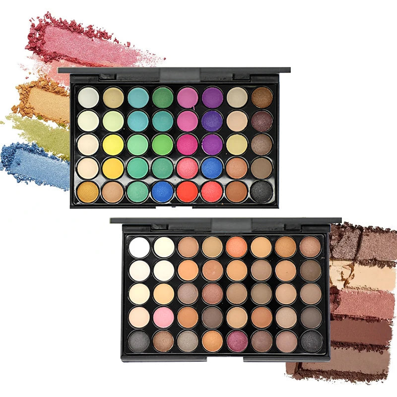 40 Color Eyeshadow Palette - Matte & Shimmer, Vibrant Nude and Chocolate Shades