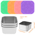 Stainless Steel Snack Containers with Silicone Leakproof Lids - 4 Pack, Portable Food Storage