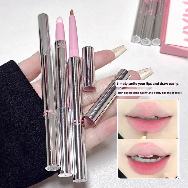 Nude Lip Liner with Lip Brush - Long Lasting Velvet Matte Lipstick