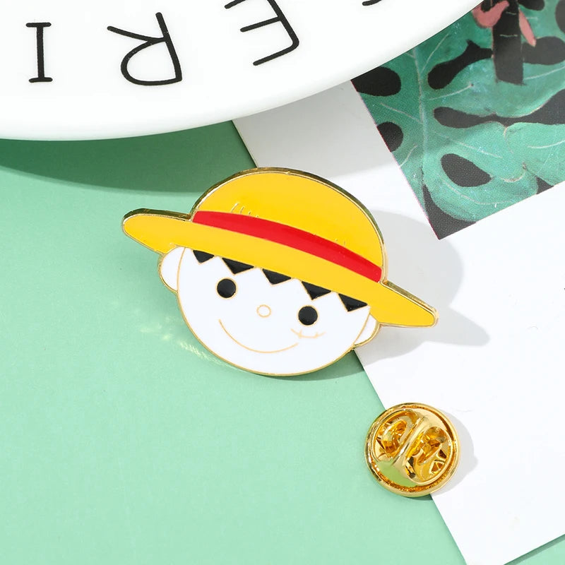 Anime Monkey D. Luffy Skull Brooch - One Piece Enamel Lapel Pin for Fans