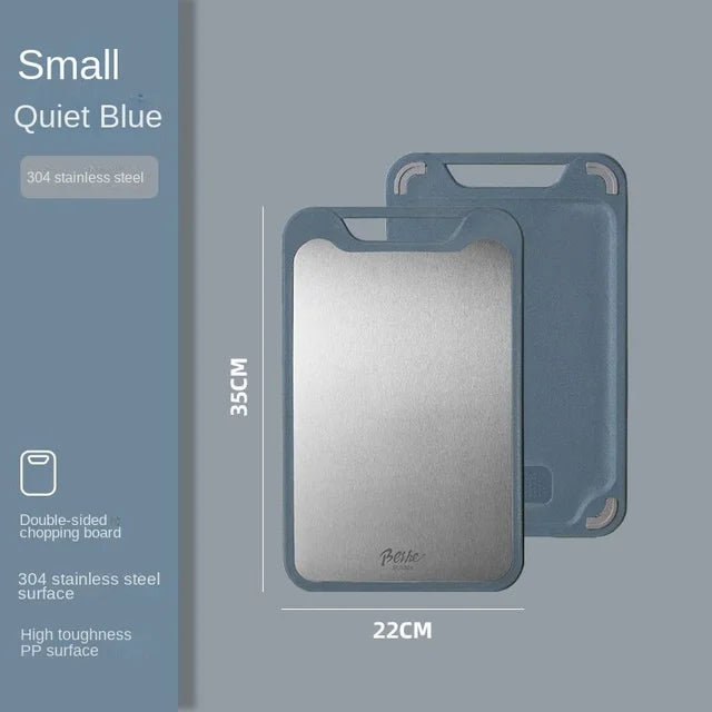 Double-Sided Stainless Steel & Food-Grade PP Cutting Board for Kitchen and Outdoor Use