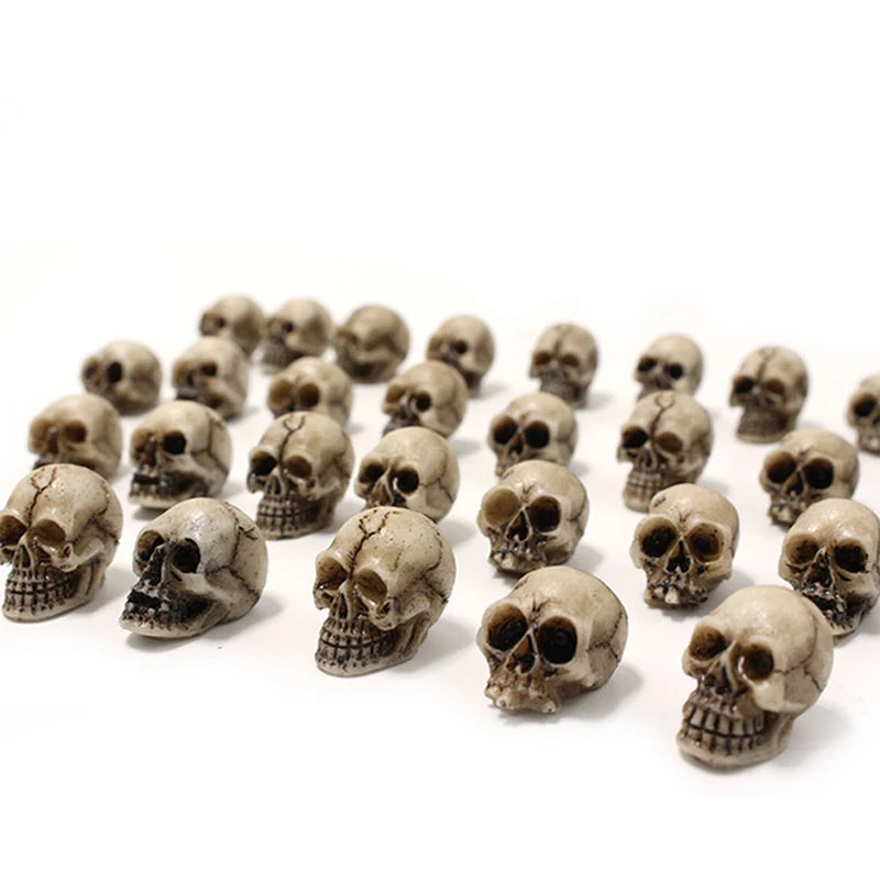 Halloween Skull Sculptures Set - 20-60 Pcs Decorative Skeleton Models for Garden & Festive Decor