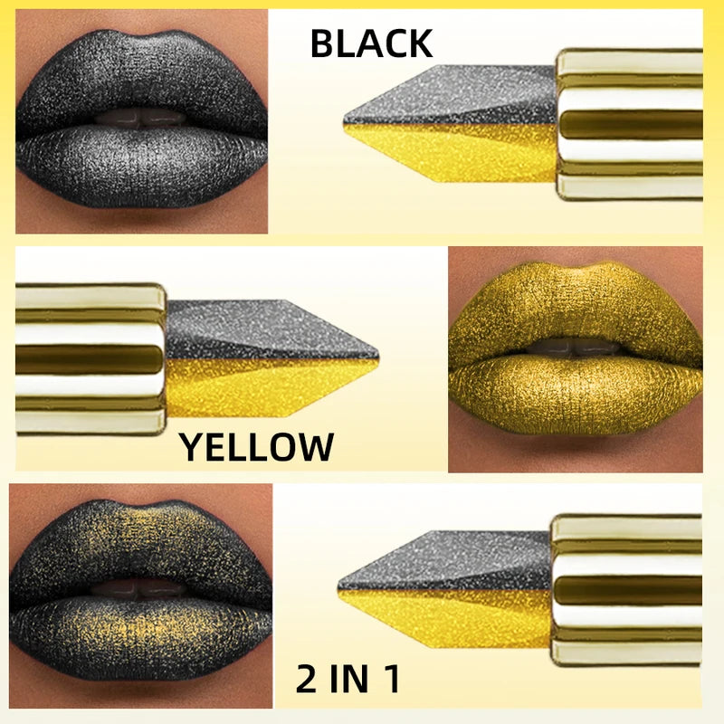 Metallic Finish Two-Tone Lipstick - Long-Lasting Hydrating Lip Tint for Women