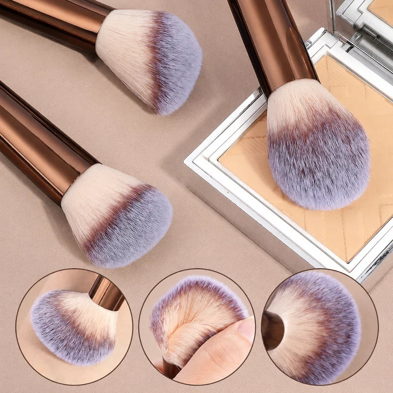 20-Piece Makeup Brush Set with Bag & Puffs, Dual-Ended Face & Eye Brushes, Soft Synthetic Bristles