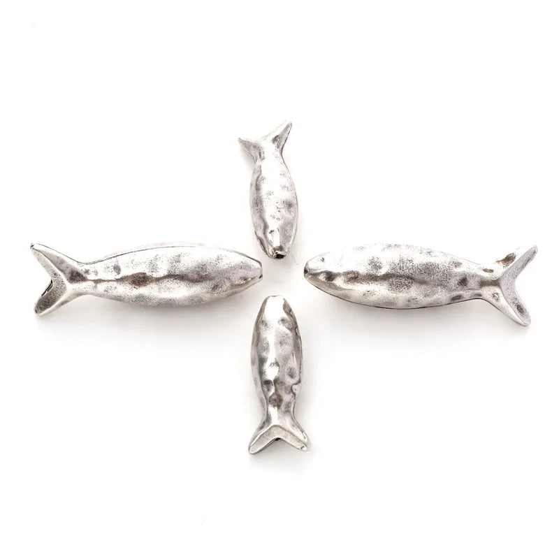 2-Pack Ocean Animal Jewelry Spacer Beads Silver Finish for DIY Necklace Earrings