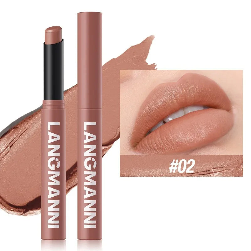 Matte Lipstick Pencil 12 Color Waterproof Long Lasting Non-Stick Lip Makeup