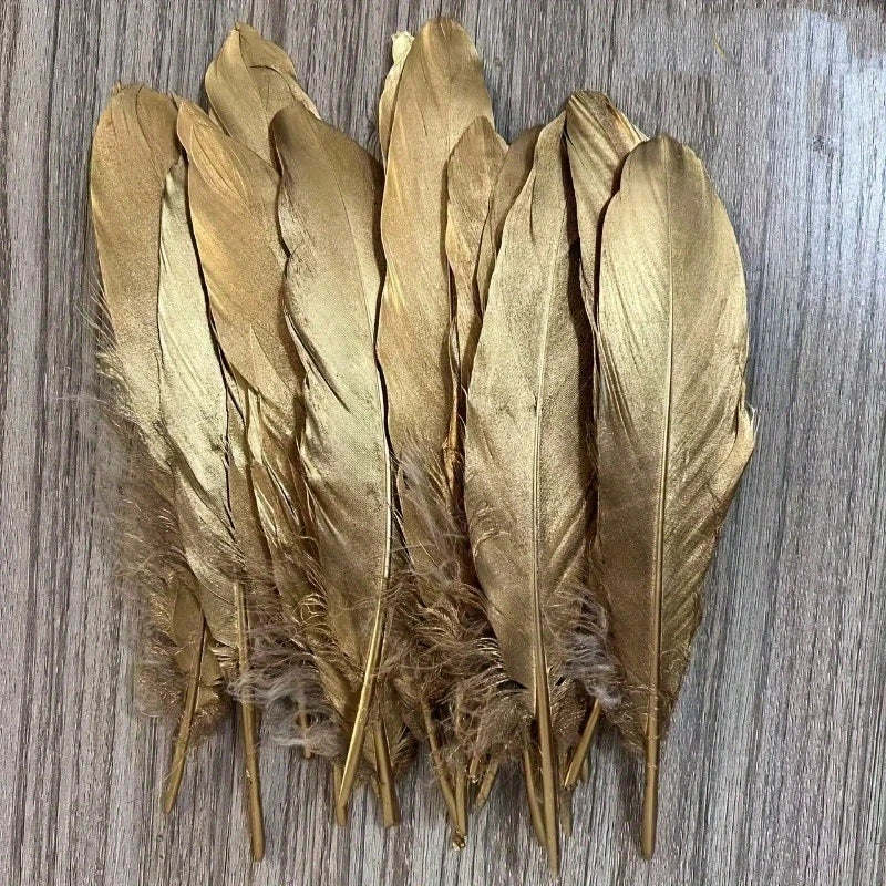 Golden Goose Feathers for Crafts & Decorations 15-20cm - 50/100pcs