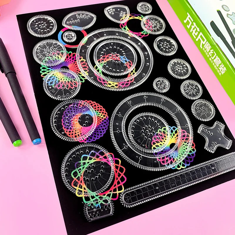 Spirograph Drawing Toy Set for Kids & Students Educational Art Crafts Gears & Stencils