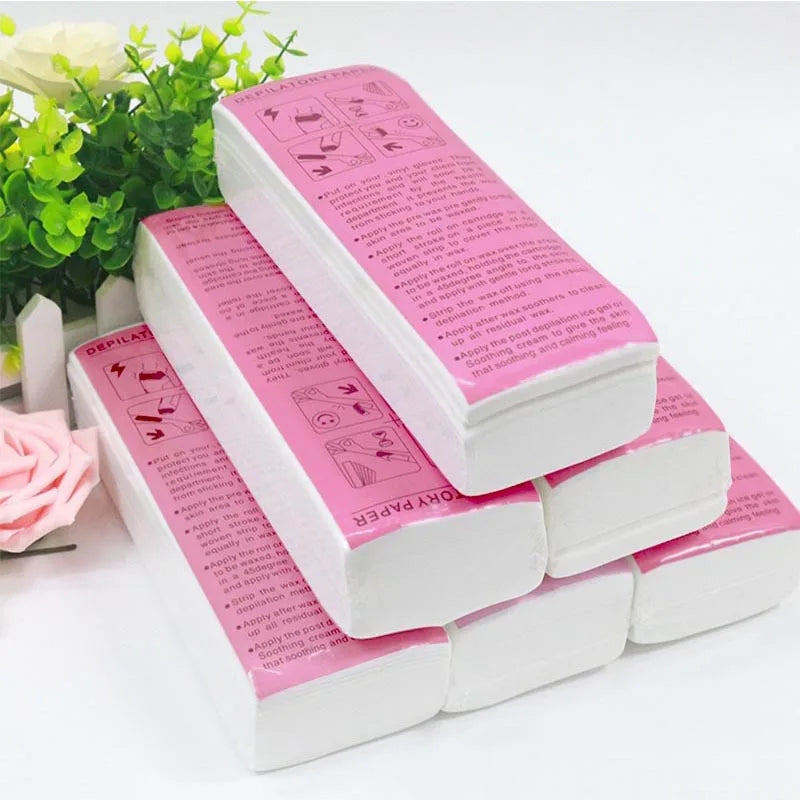 Waxing Paper Strips for Hair Removal - 200 or 100 Pieces, Depilatory Tape