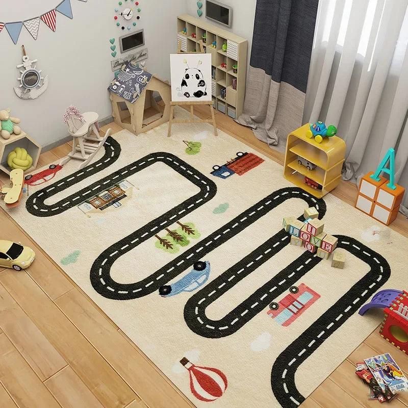 Children Play Crawl Area Rug Road Traffic Map Carpet Non-slip Floor Mat for Living Room Bedroom