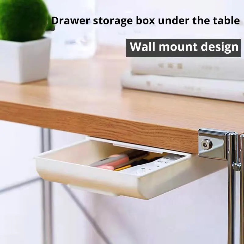 Self-Adhesive Under-Desk Storage Drawer Box for Office and Makeup Organization