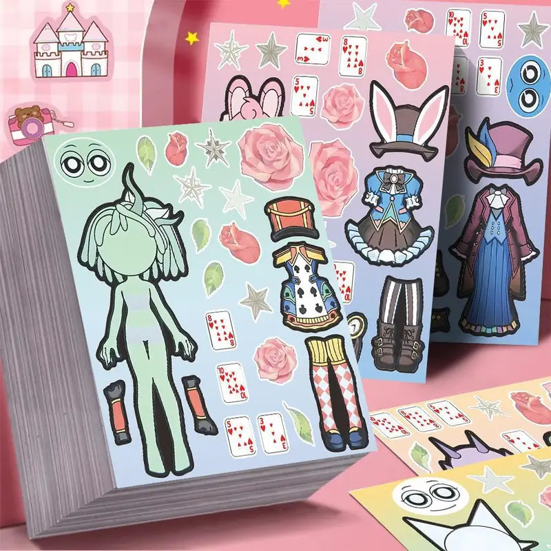 DIY Sticker Making Kit - 6/12 Sheets Kids Cartoon Craft Supplies for Parties