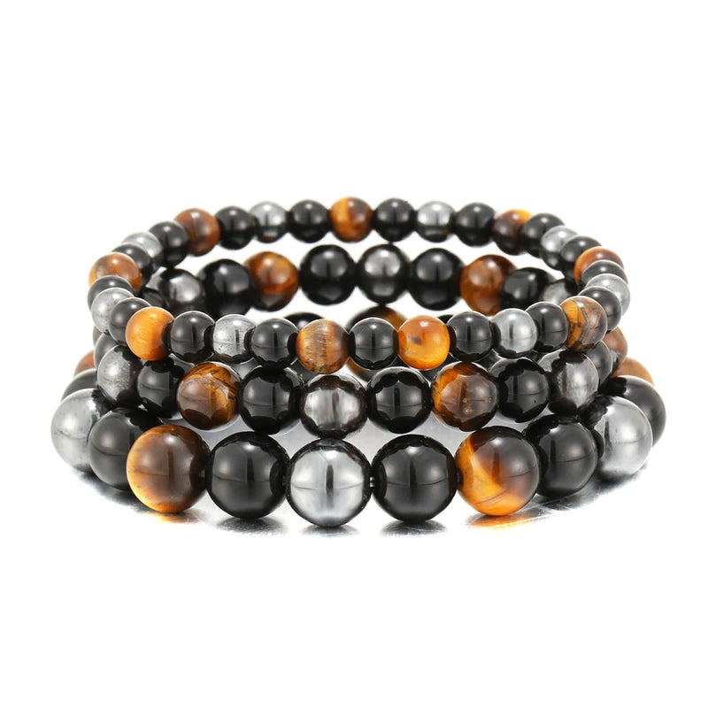 Natural Obsidian Hematite Tiger Eye Beads Bracelets for Men and Women – Healing Jewelry